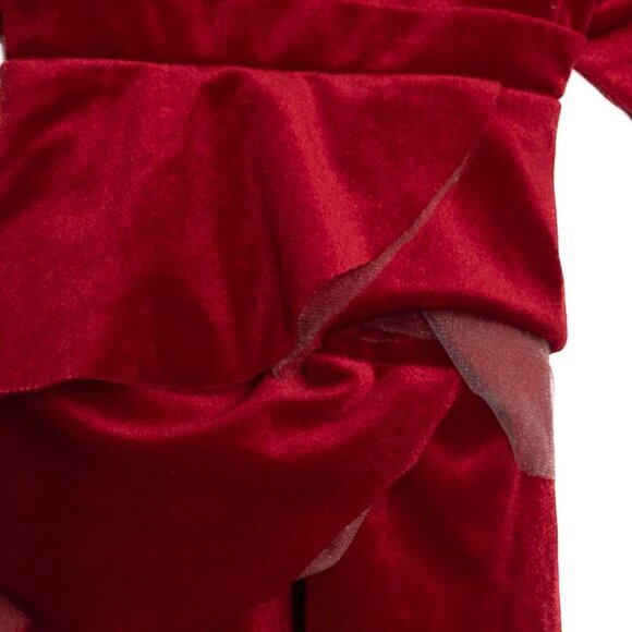 Isobella & Chloe Size 3T Girls Red Velvet Dress With Floral Appliqués & Tulle - Picture 4 of 8